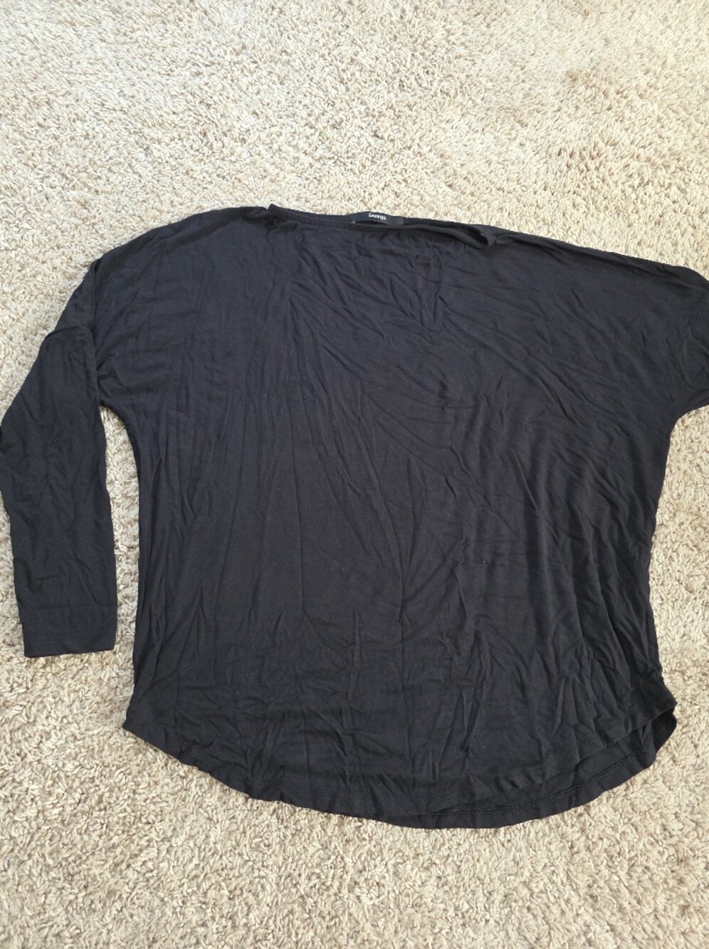 George Black Lightweight Long Sleeve Curved Hem Basic Top Size M